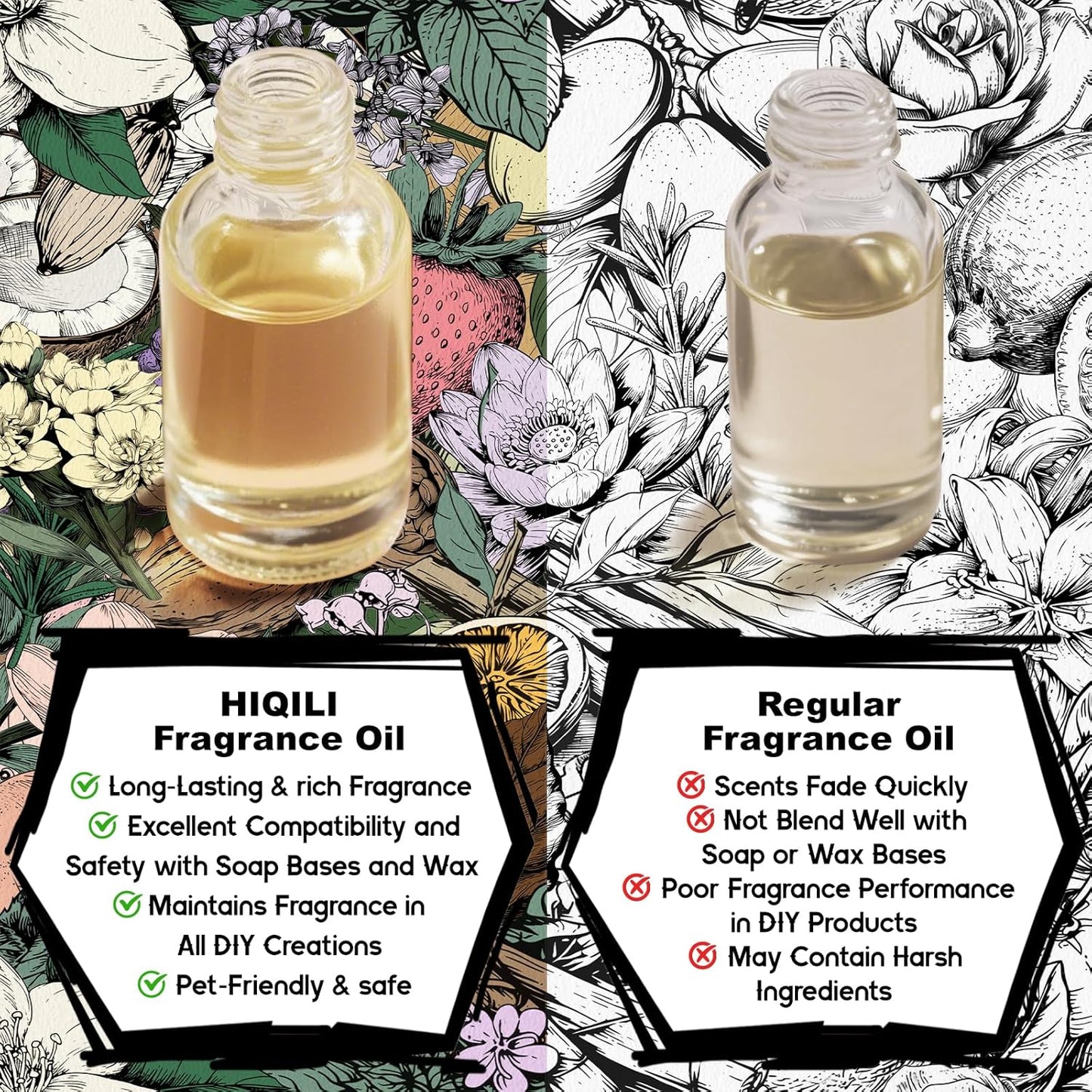 HIQILI Grain & Blossom Fragrance Oil for Diffuser, Candle, Solid Perfume Making, Fresh Floral Scents, Body & Skin Care - 1 Fl Oz