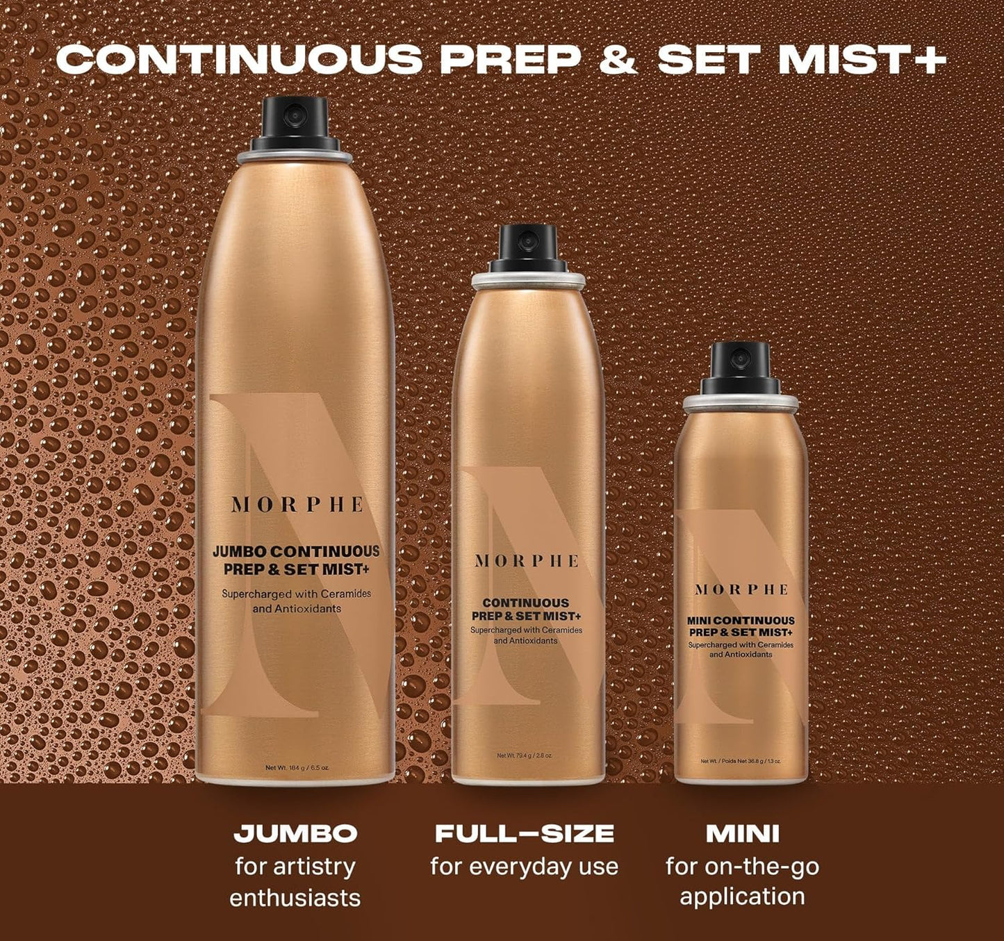 Morphe Continuous Prep & Set Setting Spray - Hydrating Setting Spray for Makeup & Skin Prep - Enriched with Ceramides and Antioxidants for a Radiant Finish (2.8 oz)