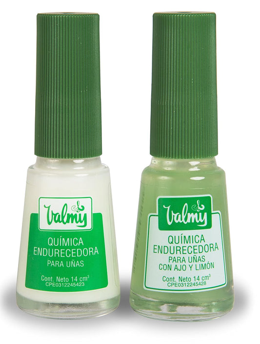 2in1 Garlic Nail Hardener & Lemon Nail Whitener, and Nail Strengthener for Thin Nails and Growth Base Coat Nail Polish Set - Endurecedor de Uñas, 0.47 Fl oz each (2 Pack) Mix