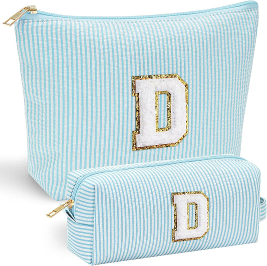 YOOLIFE Birthday Gifts for Women Her - Personalized Cute Initial Cosmetic Makeup Pouch Make Up Travel Bag for Mothers Day Gifts Teacher Sister Friend Girlfriend Mothers Day Gifts for Mom D