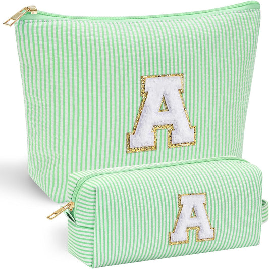 YOOLIFE Gifts for Girls Teen Girls - 2 Travel Makeup Bag | Initial Make Up Bag | Personalized Gifts for Women Friends | Skin Care Bag | Makeup Bag for Girls Teen Girls | Tween Girls Trendy Stuff A