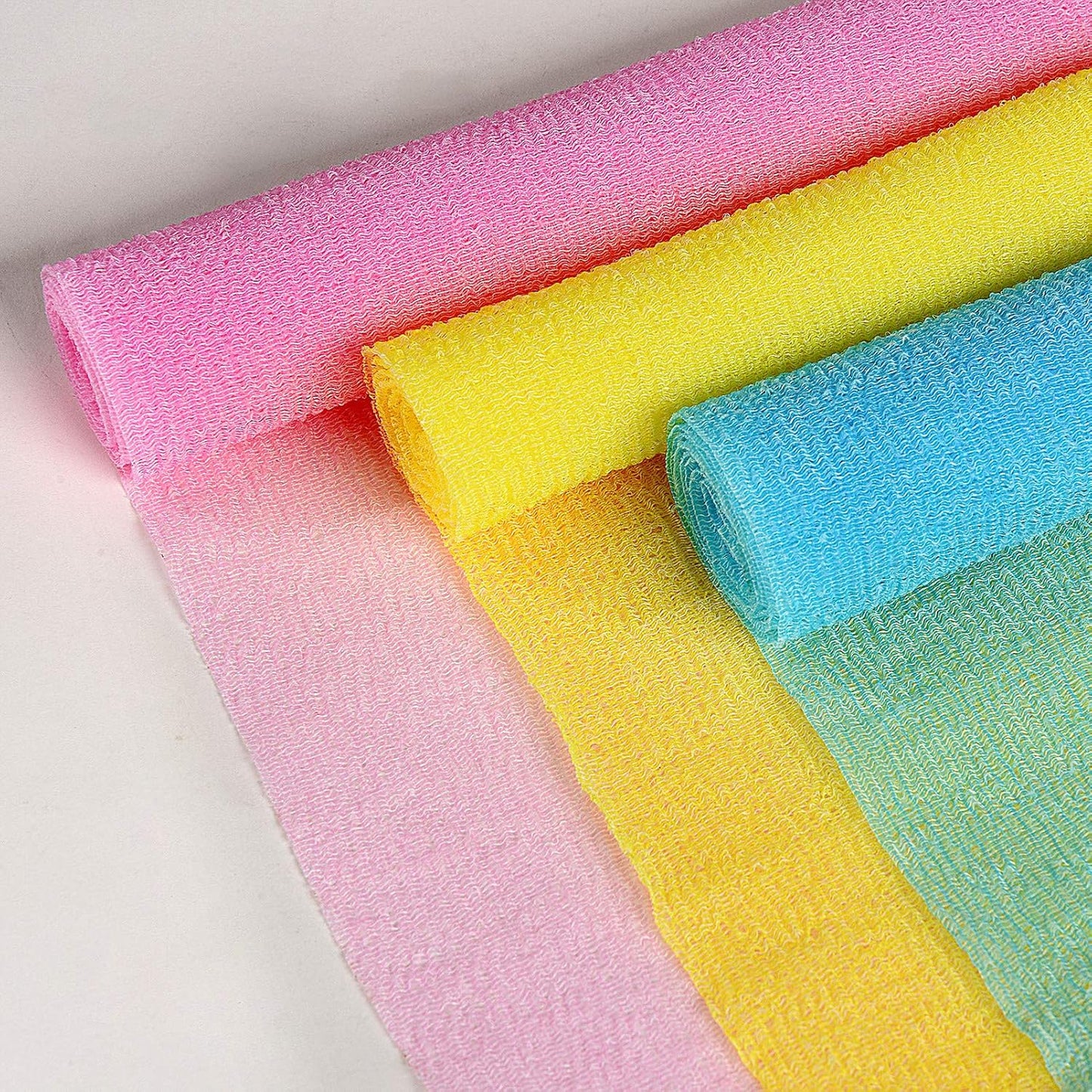Exfoliating Washcloth & Body Scrubber for Shower (3 Pack) | ARCH&M Japanese Beauty Cloth for Deep Cleansing & Back Exfoliation (Orange x 3)